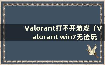 Valorant打不开游戏（Valorant win7无法玩）